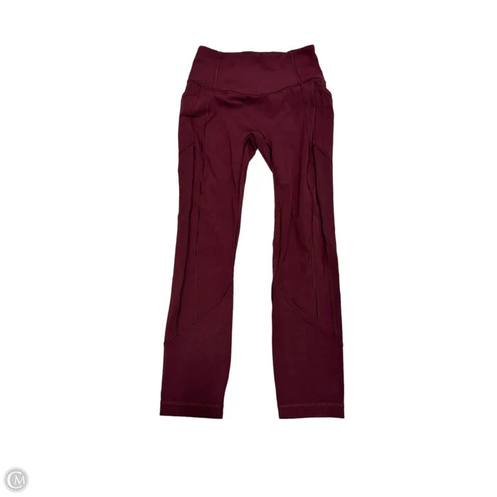 Athletic Leggings By Lululemon In Maroon, Size: S