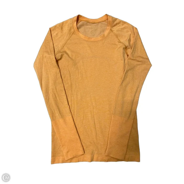 Athletic Top Long Sleeve Collar By Lululemon In Orange, Size: S