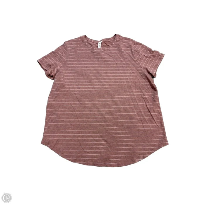 Athletic Top Short Sleeve By Lululemon In Red & White, Size: L