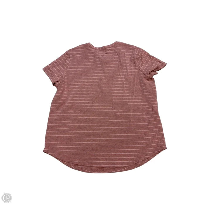 Athletic Top Short Sleeve By Lululemon In Red & White, Size: L