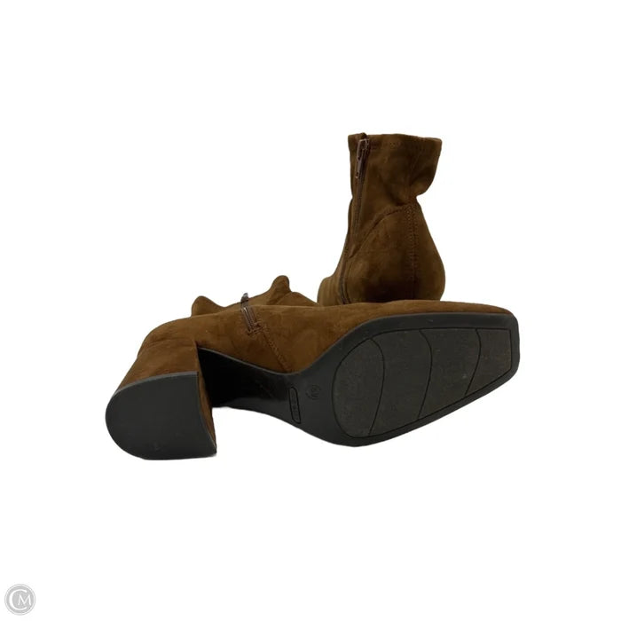 Boots Ankle Heels By Nine West In Brown, Size: 8.5