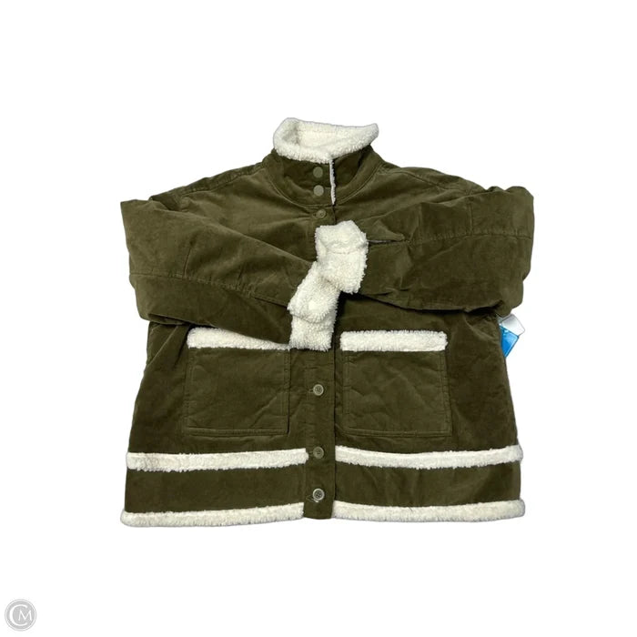 Coat Faux Fur & Sherpa By Free Assembly In Green, Size: Xxl