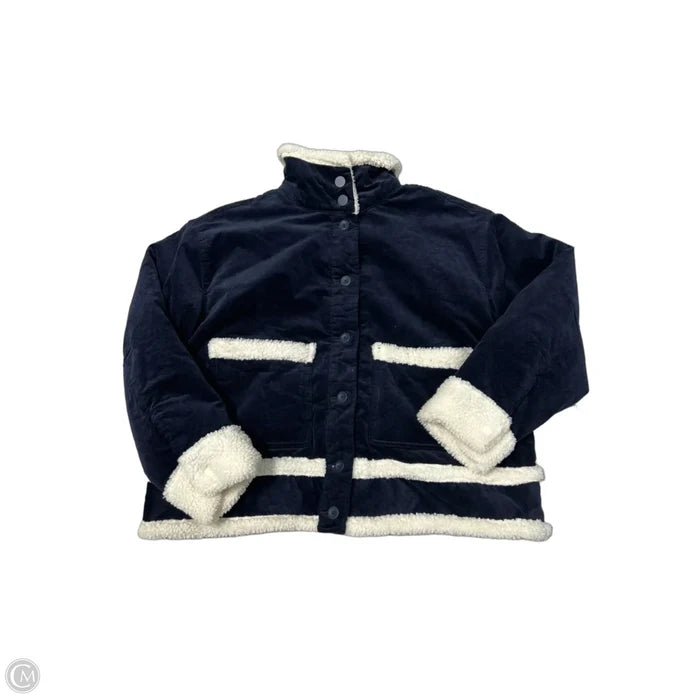 Coat Faux Fur & Sherpa By Free Assembly In Navy, Size: Xxl