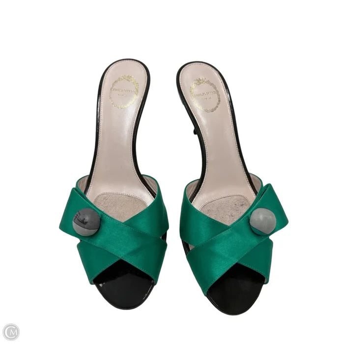 Emilio Pucci Satin Cross-Strap Pumps In Green, Size: 9
