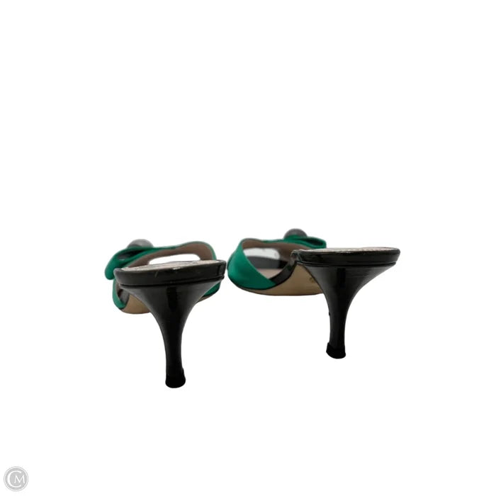 Emilio Pucci Satin Cross-Strap Pumps In Green, Size: 9