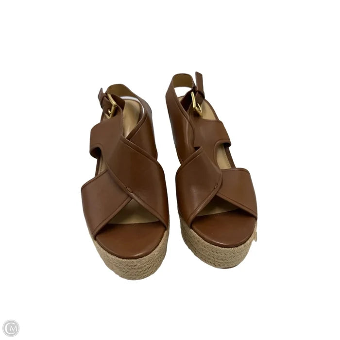 Michael Kors Espadrille Wedge Designer Shoes In Brown, Size: 8.5