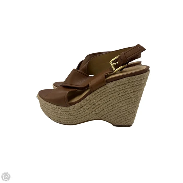 Michael Kors Espadrille Wedge Designer Shoes In Brown, Size: 8.5