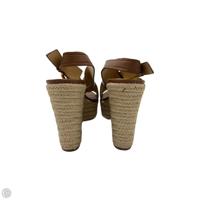Michael Kors Espadrille Wedge Designer Shoes In Brown, Size: 8.5