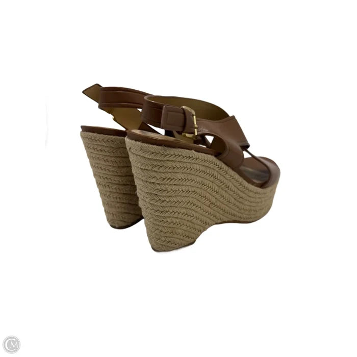 Michael Kors Espadrille Wedge Designer Shoes In Brown, Size: 8.5