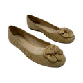 Prada Flower Rosette Luxury Ballet Shoes In Tan, Size: 8.5