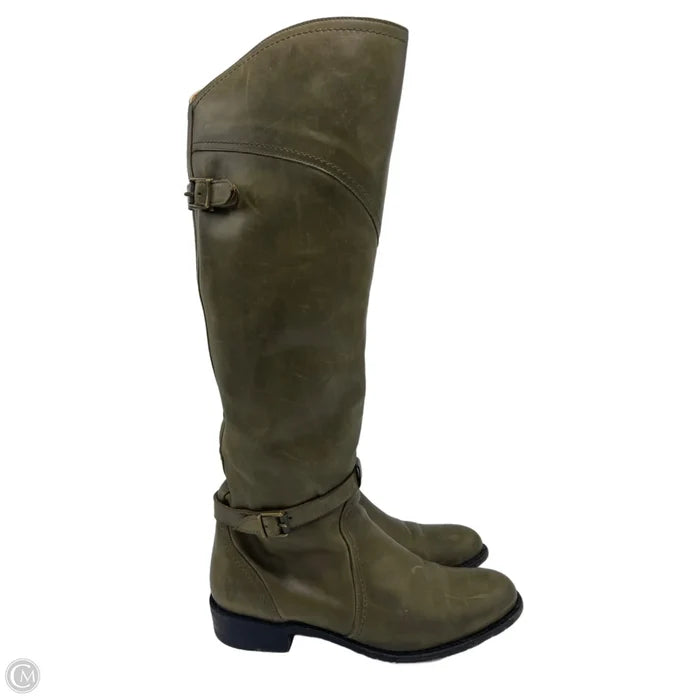 Frye Dorado Riding Designer Boots In Olive Green, Size: 8