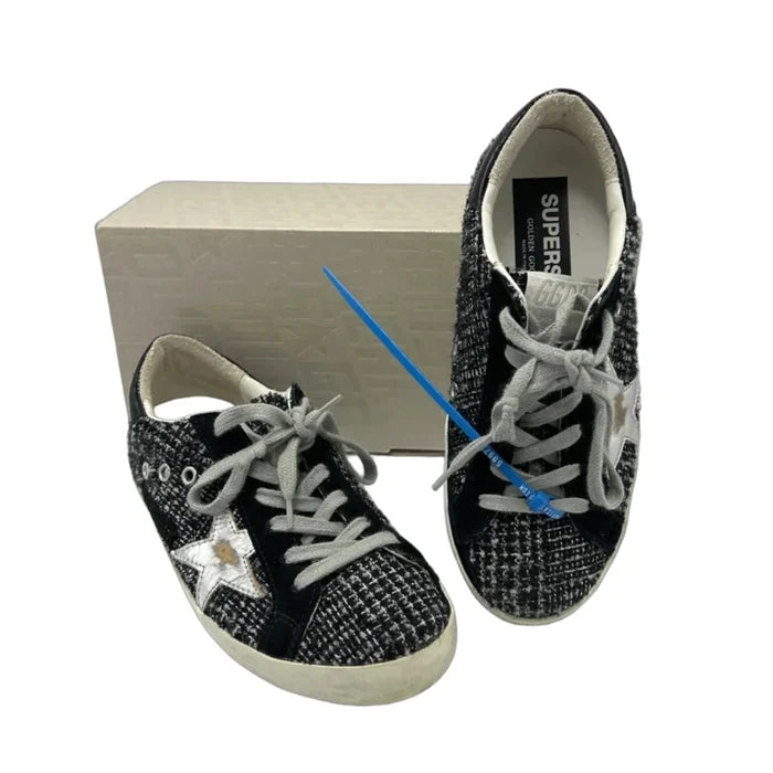 Golden Goose Superstar Boucle Tweed Luxury Sneakers, Size: 6