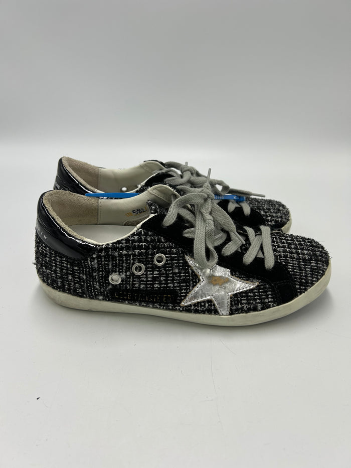 Golden Goose Superstar Boucle Tweed Luxury Sneakers, Size: 6