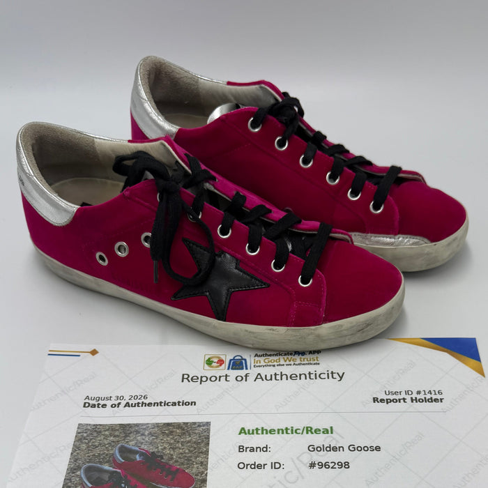 Golden Goose Superstar Trainers Luxury Shoes In Pink Velvet, Size: 9 (39)