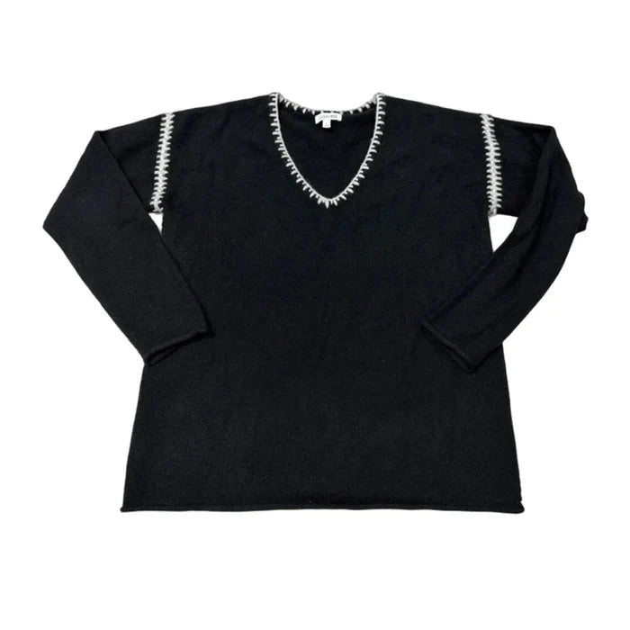 Johnny Was Whipstitch Sweater In Black, Size: S