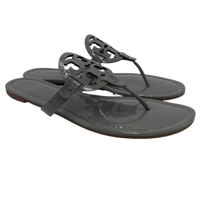 Tory Burch Miller Designer Sandals In Grey, Size: 13