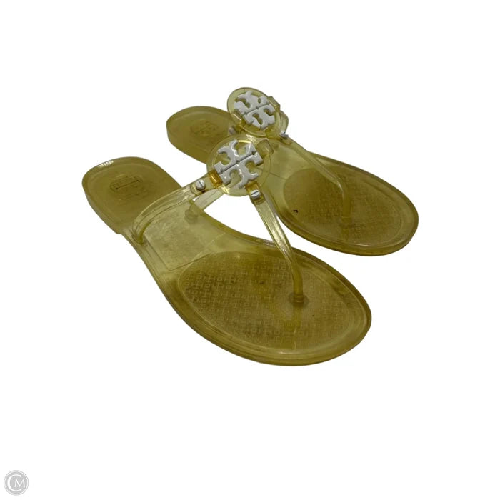 Tory Burch Mini Miller Jelly Designer Sandal In Yellow, Size: 7