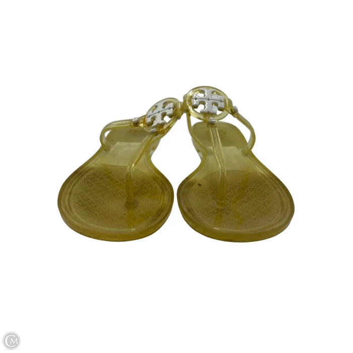Tory Burch Mini Miller Jelly Designer Sandal In Yellow, Size: 7