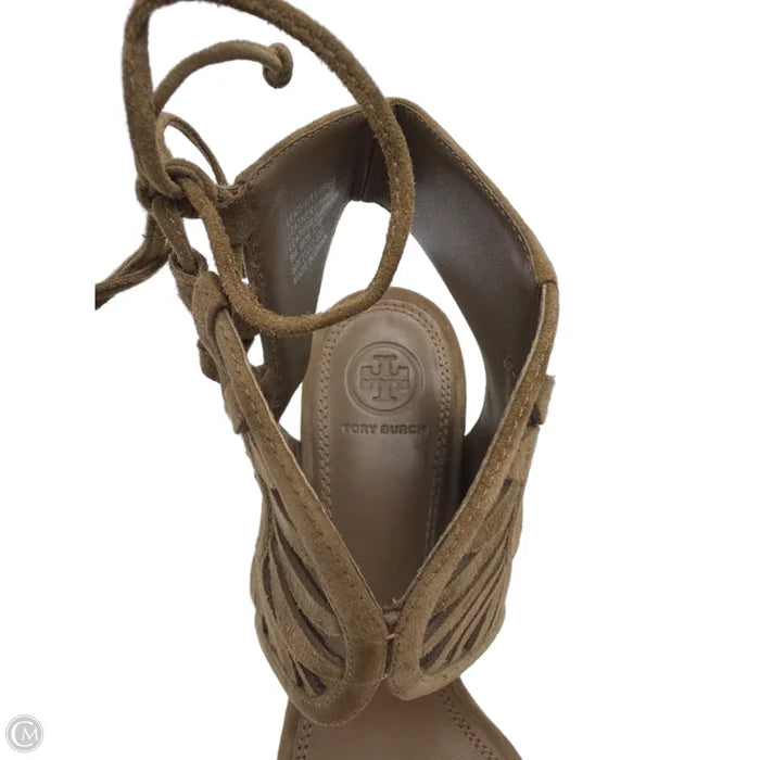 Sandals Heels Designer By Tory Burch In Brown, Size: 9