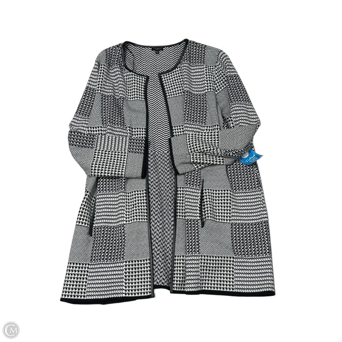 Sweater Cardigan By Talbots In Black & White, Size: 3x