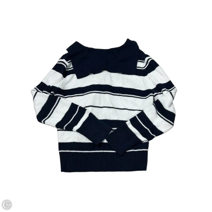 Sweater Cardigan By Talbots In Striped Pattern, Size: L