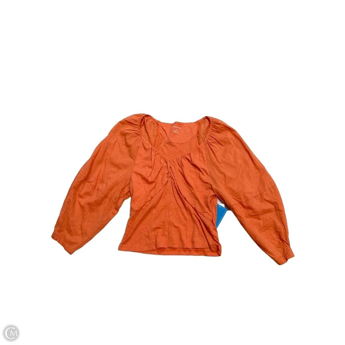 Top Long Sleeve By Anthropologie In Orange, Size: M