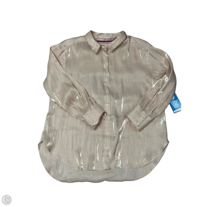 Top Long Sleeve By Anthropologie In Tan, Size: Mp