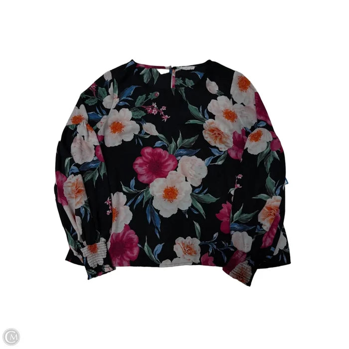Top Long Sleeve By Blu Pepper In Floral Print, Size: L