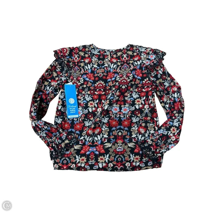 Top Long Sleeve By Loft In Black & Red, Size: S