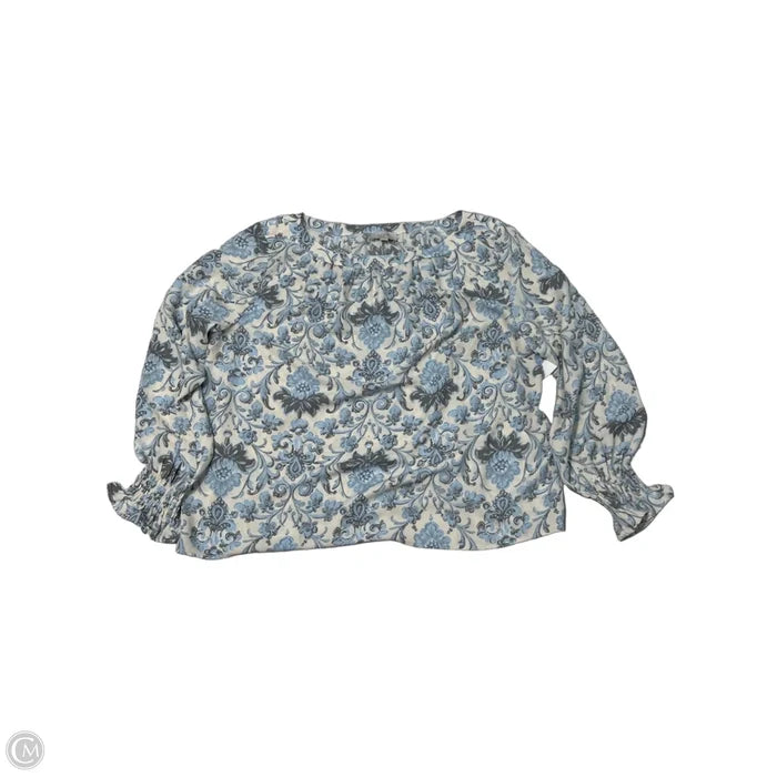 Top Long Sleeve By Loft In Blue & Cream, Size: Xl