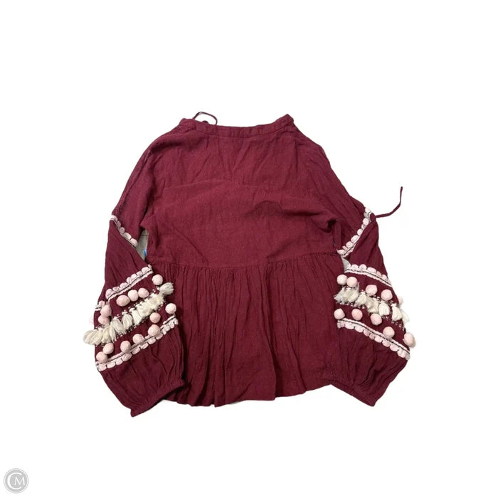 Top Long Sleeve By Vineet Bahl In Red, Size: Xs