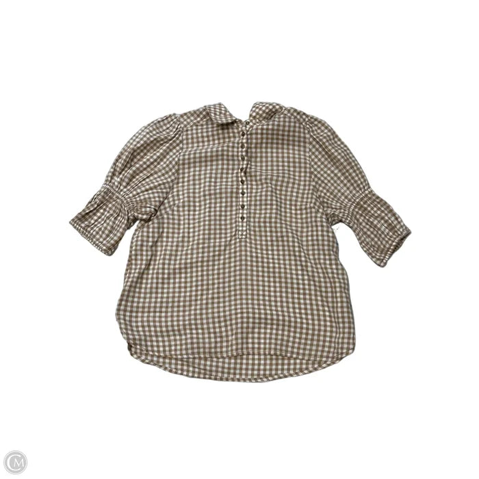 Top Short Sleeve By Pilcro In Tan & White, Size: S